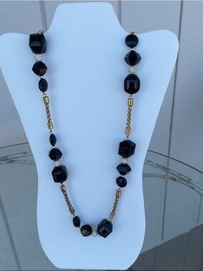 kate spade Gold-Tone Statement Necklace with Black Faceted Beads